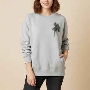 Brunello Cucinelli Grey Cotton French Terry Sweatshirt Monili Beaded Size Large
